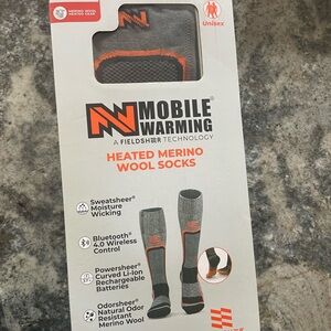 Heated Merino Wool Socks - Gray and Orange